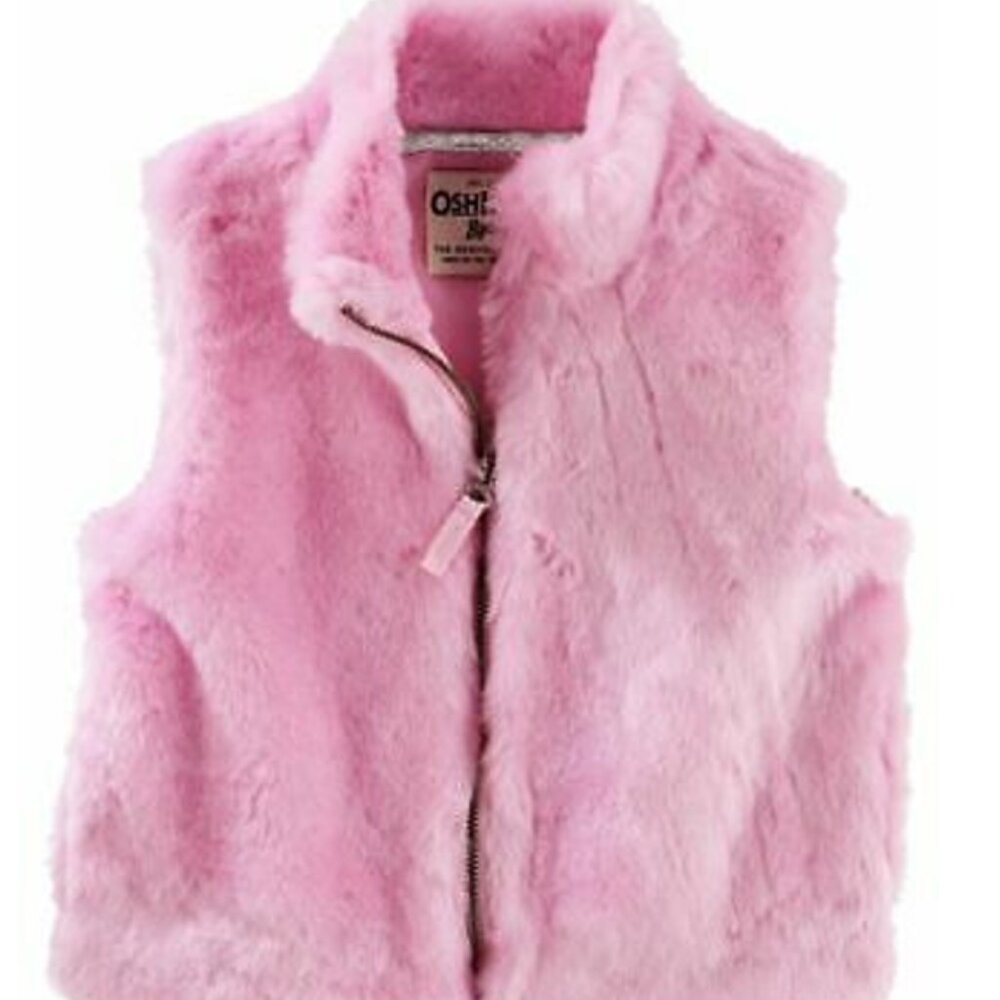 NWT Oshkosh B'gosh Girl's Faux Fur Vest High Neck Zip Up PINK/PURPLE Siz… - Picture 4 of 5